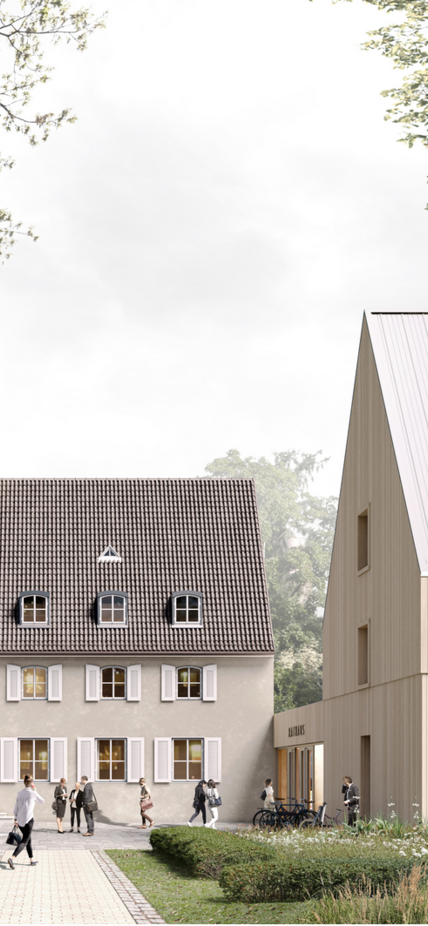 Erweiterung des Rathauses Neubiberg in Holzbauweise | © Projekt: Spreen Architekten; Render: 3dway